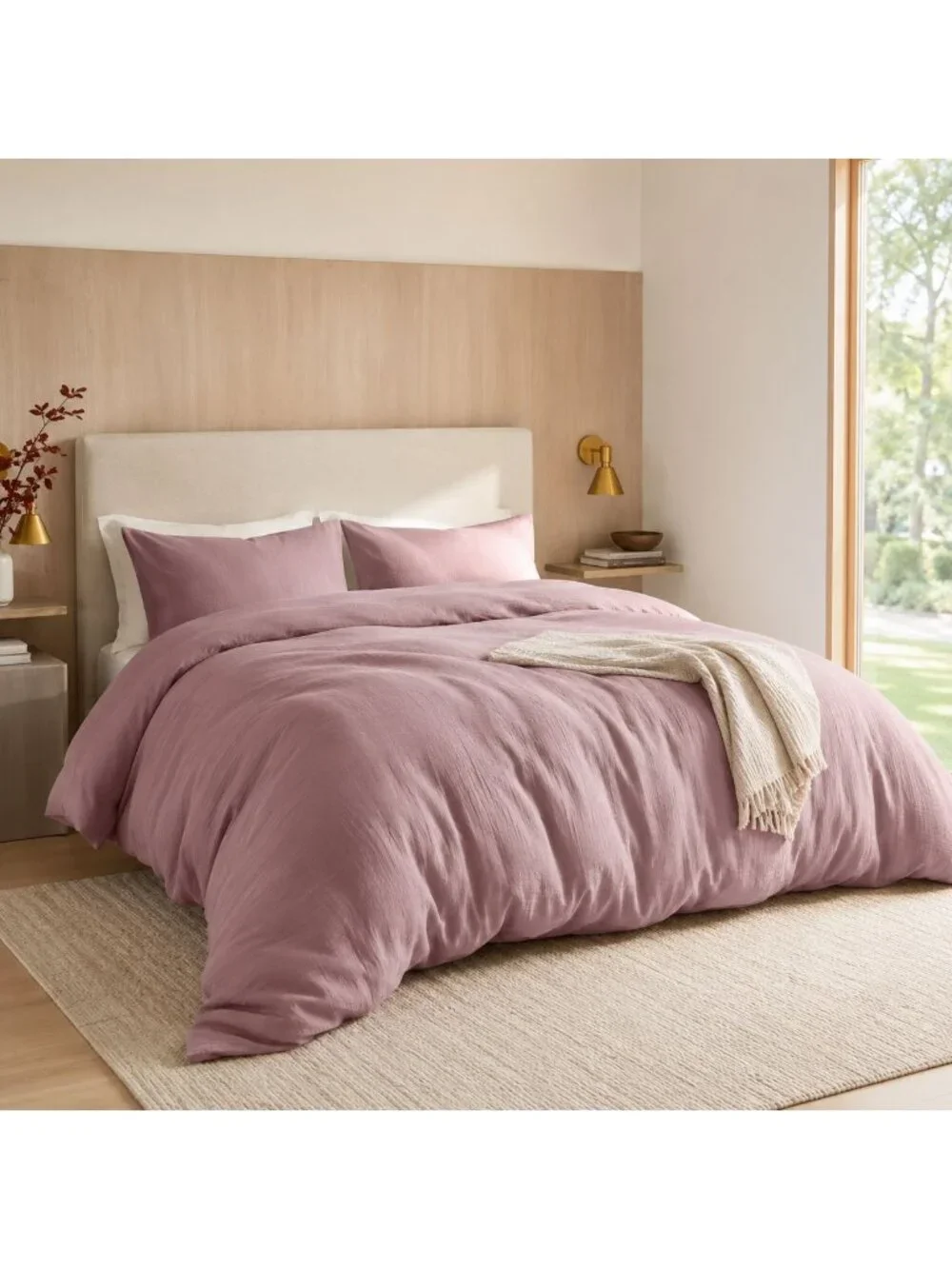 S22 | Quince Organic Airy Gauze Duvet Cover King Cal King Fig NWT